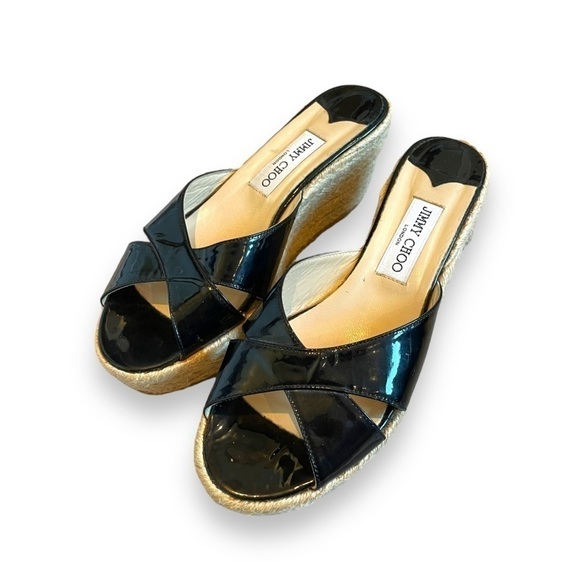 JIMMY CHOO | Black Patent Platform Espadrilles | Size 40 | 9.5 US Women’s - Picture 3 of 9
